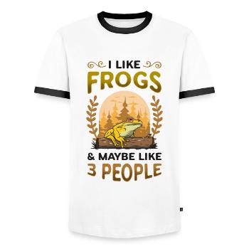 J’aime les grenouilles et peut-être 3 personnes - T-shirt contrasté Homme - blanc/noir - Devant - AI Model Female 172 light (172cm) & AI Model Male 178 dark (178cm)