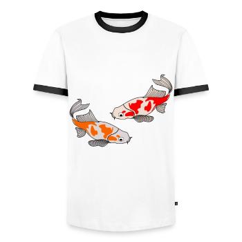 Koi Karpfen Keine Zeit Kois - Männer Kontrast-T-Shirt - Weiß/Schwarz - Vorne - AI Model Female 172 light (172cm) & AI Model Male 178 dark (178cm)