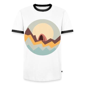 Mountaineering Trekking Hiking Camping - Men's Ringer Shirt - white/black - Front - AI Model Female 172 light (172cm) & AI Model Male 178 dark (178cm)