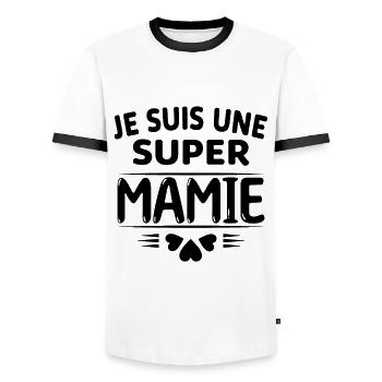 Super Mamie Cadeau de Noël Fête des Grands Mères - T-shirt contrasté Homme - blanc/noir - Devant - AI Model Female 172 light (172cm) & AI Model Male 178 dark (178cm)