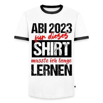 Abi 2023 Für Dieses Shirt Musste Ich Lange Lernen - Männer Kontrast-T-Shirt - Weiß/Schwarz - Vorne - AI Model Female 172 light (172cm) & AI Model Male 178 dark (178cm)
