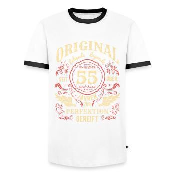 Original Lebende Legende Seit Über 55 Jahren - Männer Kontrast-T-Shirt - Weiß/Schwarz - Vorne - AI Model Female 172 light (172cm) & AI Model Male 178 dark (178cm)