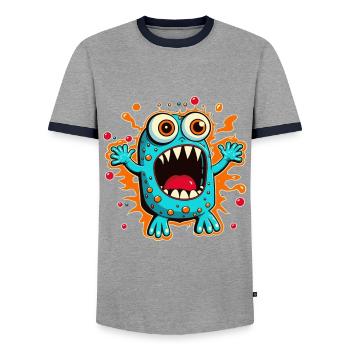 Monster Crash - Cooles blaues Monster - Männer Kontrast-T-Shirt - Grau/Navy  - Vorne - AI Model Female 172 light (172cm) & AI Model Male 178 light (178cm)