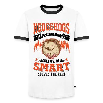 Hérisson Cadeau Stacheligel - T-shirt contrasté Homme - blanc/noir - Devant - AI Model Female 172 light (172cm) & AI Model Male 178 dark (178cm)