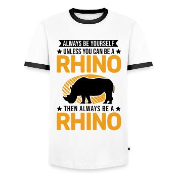 Nashorn Rhino Rhinozeros - Männer Kontrast-T-Shirt - Weiß/Schwarz - Vorne - AI Model Female 172 light (172cm) & AI Model Male 178 dark (178cm)