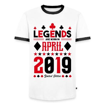 cadeau d'anniversaire avril 2019. jeux de carte. - T-shirt contrasté Homme - blanc/noir - Devant - AI Model Female 172 light (172cm) & AI Model Male 178 dark (178cm)
