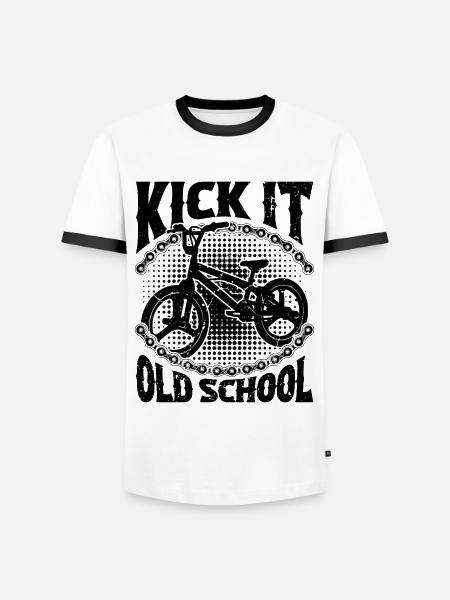 Kick It Old School BMX Racing Cycling BMX Rider - Men's Ringer Shirt - white/black