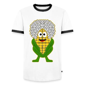 Maïs soufflé au maïs - T-shirt contrasté Homme - blanc/noir - Devant - AI Model Female 172 light (172cm) & AI Model Male 178 dark (178cm)