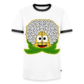 Maïs soufflé - T-shirt contrasté Homme - blanc/noir - Devant - AI Model Female 172 light (172cm) & AI Model Male 178 dark (178cm)