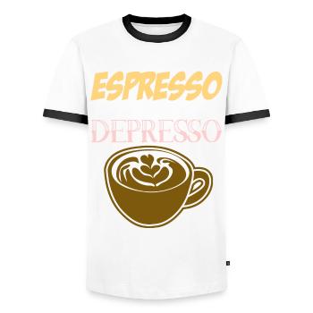 Espresso else Depresso - T-shirt contrasté Homme - blanc/noir - Devant - AI Model Female 172 light (172cm) & AI Model Male 178 dark (178cm)