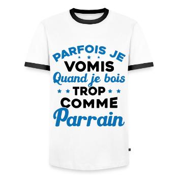 Parfois Je Vomis Quand Je Bois Trop Comme Parrain - T-shirt contrasté Homme - blanc/noir - Devant - AI Model Female 172 light (172cm) & AI Model Male 178 dark (178cm)
