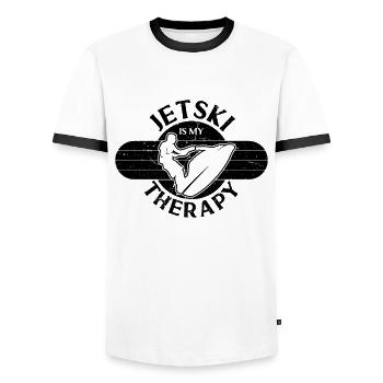 Jet Ski Therapy Retro Loves Watercraft Jet Skier - Men's Ringer Shirt - white/black - Front - AI Model Female 172 light (172cm) & AI Model Male 178 dark (178cm)