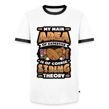 Funny Yarn Lover, Häkeln - Männer Kontrast-T-Shirt - Weiß/Schwarz - Vorne - AI Model Female 172 light (172cm) & AI Model Male 178 dark (178cm)