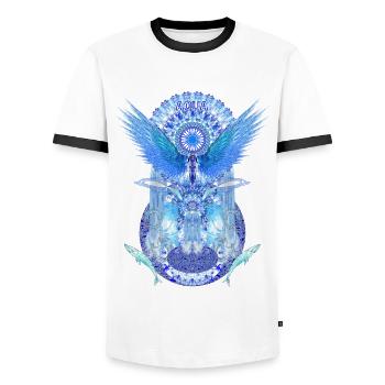 Aqua 2023 05 Aqua Ruka - Men's Ringer Shirt - white/black - Front - AI Model Female 172 light (172cm) & AI Model Male 178 dark (178cm)