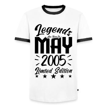 Naissance En mai 2005 Cadeau d'anniversaire 2005. - T-shirt contrasté Homme - blanc/noir - Devant - AI Model Female 172 light (172cm) & AI Model Male 178 dark (178cm)