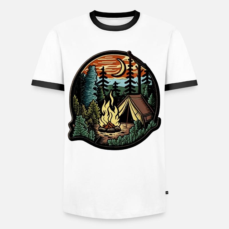 Camping - Patch design - Men's Ringer Shirt - white/black