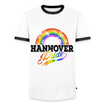 Fierté Hanovre - T-shirt contrasté Homme - blanc/noir - Devant - AI Model Female 172 light (172cm) & AI Model Male 178 dark (178cm)