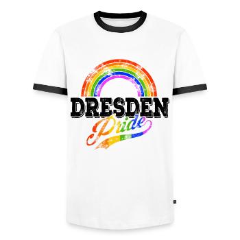 Fierté Dresde - T-shirt contrasté Homme - blanc/noir - Devant - AI Model Female 172 light (172cm) & AI Model Male 178 dark (178cm)