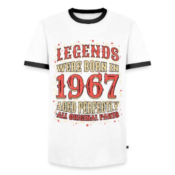 Legends were born in 1967 birthday - Men's Ringer Shirt - white/black - Front - AI Model Female 172 light (172cm) & AI Model Male 178 dark (178cm)
