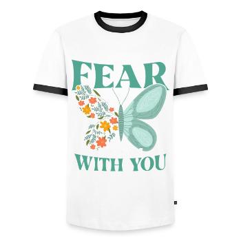 Chrétien inspirant Jésus Don de Dieu - T-shirt contrasté Homme - blanc/noir - Devant - AI Model Female 172 light (172cm) & AI Model Male 178 dark (178cm)