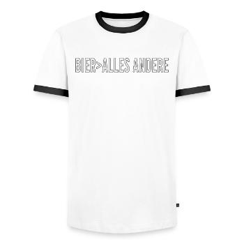 Vatertag Himmelfahrt Bier Nachbar Nachbarn Saufen - Männer Kontrast-T-Shirt - Weiß/Schwarz - Vorne - AI Model Female 172 light (172cm) & AI Model Male 178 dark (178cm)