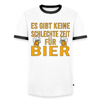 Vatertag Himmelfahrt Bier Nachbar Nachbarn Saufen - Männer Kontrast-T-Shirt - Weiß/Schwarz - Vorne - AI Model Female 172 light (172cm) & AI Model Male 178 dark (178cm)