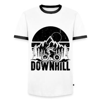 Downhill Racing Cyclist Bike Racing Mountain Biker - Men's Ringer Shirt - white/black - Front - AI Model Female 172 light (172cm) & AI Model Male 178 dark (178cm)
