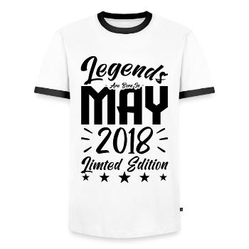 Born May 2018 Birthday gift 2018. - Men's Ringer Shirt - white/black - Front - AI Model Female 172 light (172cm) & AI Model Male 178 dark (178cm)