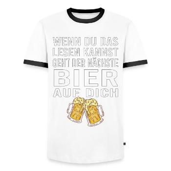 Vatertag Himmelfahrt Bier Nachbar Nachbarn Saufen - Männer Kontrast-T-Shirt - Weiß/Schwarz - Vorne - AI Model Female 172 light (172cm) & AI Model Male 178 dark (178cm)