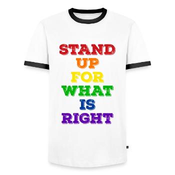 Déclaration LGBT de la fierté - T-shirt contrasté Homme - blanc/noir - Devant - AI Model Female 172 light (172cm) & AI Model Male 178 dark (178cm)