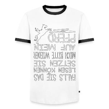 Reiter im Reitsport Dressur Reiterin Reiten - Männer Kontrast-T-Shirt - Weiß/Schwarz - Vorne - AI Model Female 172 light (172cm) & AI Model Male 178 dark (178cm)
