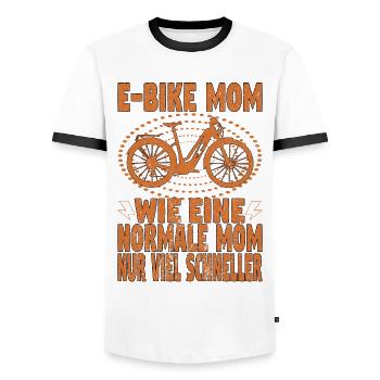 Elektrofahrrad Mama Pedelec EBike Mutter E-Bike - Männer Kontrast-T-Shirt - Weiß/Schwarz - Vorne - AI Model Female 172 light (172cm) & AI Model Male 178 dark (178cm)