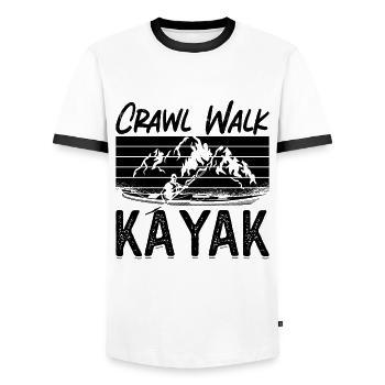 Crawl Walk Kayak Kayaking Water Sports Kayak Lover - Men's Ringer Shirt - white/black - Front - AI Model Female 172 light (172cm) & AI Model Male 178 dark (178cm)