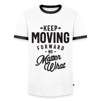 Forward Bound - Stay Motivated - Motivational - Men's Ringer Shirt - white/black - Front - AI Model Female 172 light (172cm) & AI Model Male 178 dark (178cm)