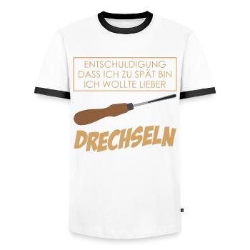 Drechsler Drechseln Tischler Schreiner - Männer Kontrast-T-Shirt - Weiß/Schwarz - Vorne - AI Model Female 172 light (172cm) & AI Model Male 178 dark (178cm)