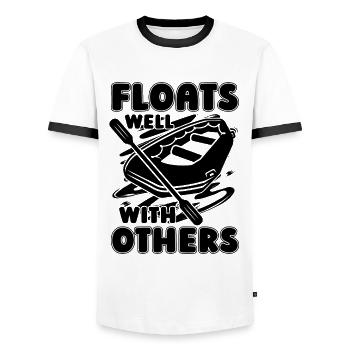 Floats Well With Others Raft Boating Rafting Lover - Men's Ringer Shirt - white/black - Front - AI Model Female 172 light (172cm) & AI Model Male 178 dark (178cm)