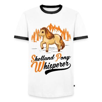 Shetland Pony Flüsterer Shetland Pony Whisperer - Männer Kontrast-T-Shirt - Weiß/Schwarz - Vorne - AI Model Female 172 light (172cm) & AI Model Male 178 dark (178cm)