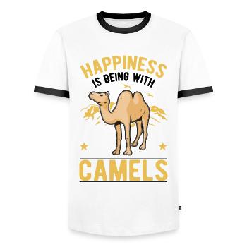 Camel Luck Egypt Dromedary Big Camel - Men's Ringer Shirt - white/black - Front - AI Model Female 172 light (172cm) & AI Model Male 178 dark (178cm)