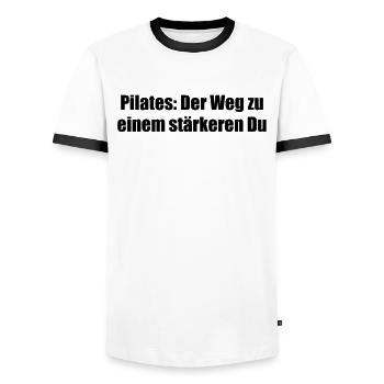 Pilates - Pilates: Der Weg zu einem stärkeren Du - Männer Kontrast-T-Shirt - Weiß/Schwarz - Vorne - AI Model Female 172 light (172cm) & AI Model Male 178 dark (178cm)