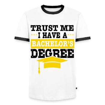 Baccalauréat Diplômé de cérémonie universitaire terminé - T-shirt contrasté Homme - blanc/noir - Devant - AI Model Female 172 light (172cm) & AI Model Male 178 dark (178cm)