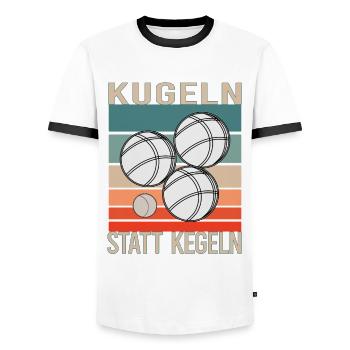 Boccia Boule Petanque Kugelsport Kugeln Spiel - Männer Kontrast-T-Shirt - Weiß/Schwarz - Vorne - AI Model Female 172 light (172cm) & AI Model Male 178 dark (178cm)