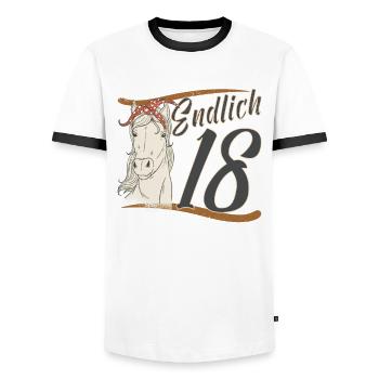 18 Reiter im Reitsport Dressur Reiterin 18. Reiten - Männer Kontrast-T-Shirt - Weiß/Schwarz - Vorne - AI Model Female 172 light (172cm) & AI Model Male 178 dark (178cm)