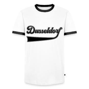 Dusseldorf lettering - Men's Ringer Shirt - white/black - Front - AI Model Female 172 light (172cm) & AI Model Male 178 dark (178cm)