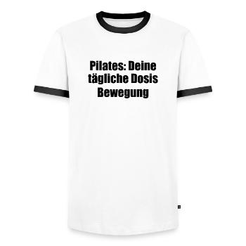 Pilates - Pilates: Deine tägliche Dosis Bewegung - Männer Kontrast-T-Shirt - Weiß/Schwarz - Vorne - AI Model Female 172 light (172cm) & AI Model Male 178 dark (178cm)