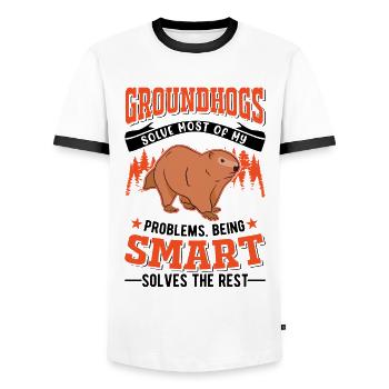Murmeltier Groundhog Day Waldmurmeltier - Männer Kontrast-T-Shirt - Weiß/Schwarz - Vorne - AI Model Female 172 light (172cm) & AI Model Male 178 dark (178cm)