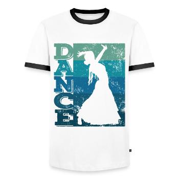 Flamenco Frau Mit Flamencokleid - Männer Kontrast-T-Shirt - Weiß/Schwarz - Vorne - AI Model Female 172 light (172cm) & AI Model Male 178 dark (178cm)