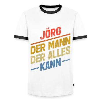 Jörg Der Mann Der Alles Kann Vorname Jörg - Männer Kontrast-T-Shirt - Weiß/Schwarz - Vorne - AI Model Female 172 light (172cm) & AI Model Male 178 dark (178cm)