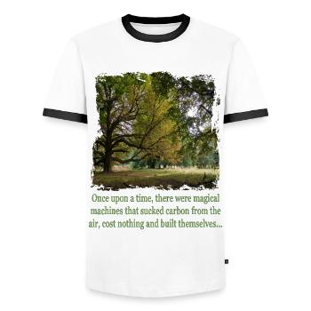 magical machines - Men's Ringer Shirt - white/black - Front - AI Model Female 172 light (172cm) & AI Model Male 178 dark (178cm)