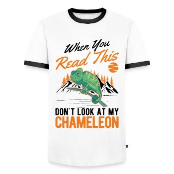 Chameleon Gift Chameleon - Men's Ringer Shirt - white/black - Front - AI Model Female 172 light (172cm) & AI Model Male 178 dark (178cm)