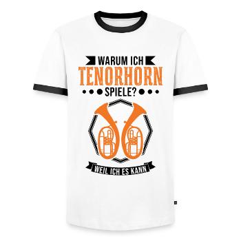 Tenorhorn Tenorhornist Tenorhornspieler - Männer Kontrast-T-Shirt - Weiß/Schwarz - Vorne - AI Model Female 172 light (172cm) & AI Model Male 178 dark (178cm)